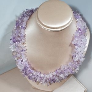 Nwt, RARE Ametrine 4 strand chip silver necklace